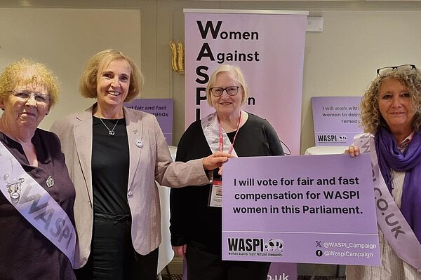 Susan Murray with a group of WASPI campaigners.