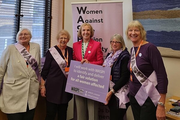 Susan Murray with a group of WASPI campaigners.