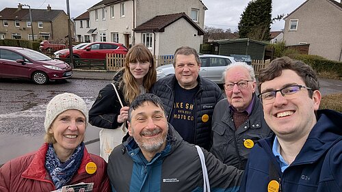 Susan Murray and Marthos Christoforou out with Lib Dem Campaigners.